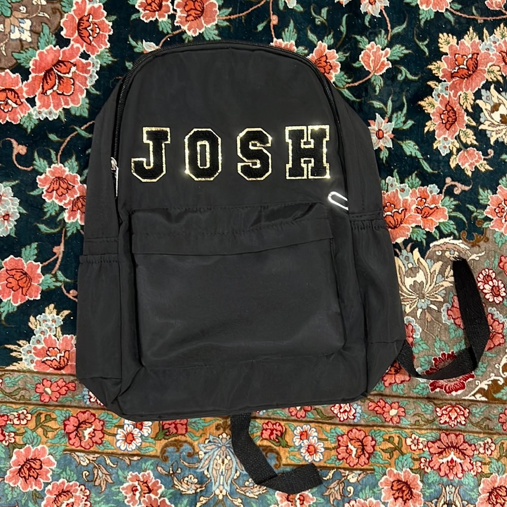 Custom Josh black vinyl backpack